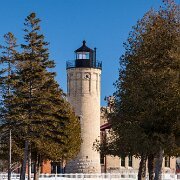 2009-02-13_00066_WTA_5DM2 Mackinaw Point marks the junction of Lake Michigan and Lake Huron. Founded in 1889, the Old Mackinac Point Light Station was in operation from 1890 until 1957