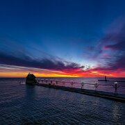2020-05-31_006291_WTA_Mavic2Pro Grand Haven, Michigan - Sunset Grand Haven South Pierhead Entrance Light is the outer light of two lighthouses on the south pier of Grand Haven, Michigan where...