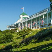 DSCA01337-2 The Grand Hotel is a historic hotel and coastal resort located on Mackinac Island, Michigan, a small island located at the eastern end of the Straits of...