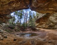 2019-11-17_21241_WTA_5D Mark IV_HDR Ash Cave, Hocking Hills State Park The horseshoe-shaped cave is massive; measuring 700 feet from end to end, 100 feet deep from the rear cave wall to its front...